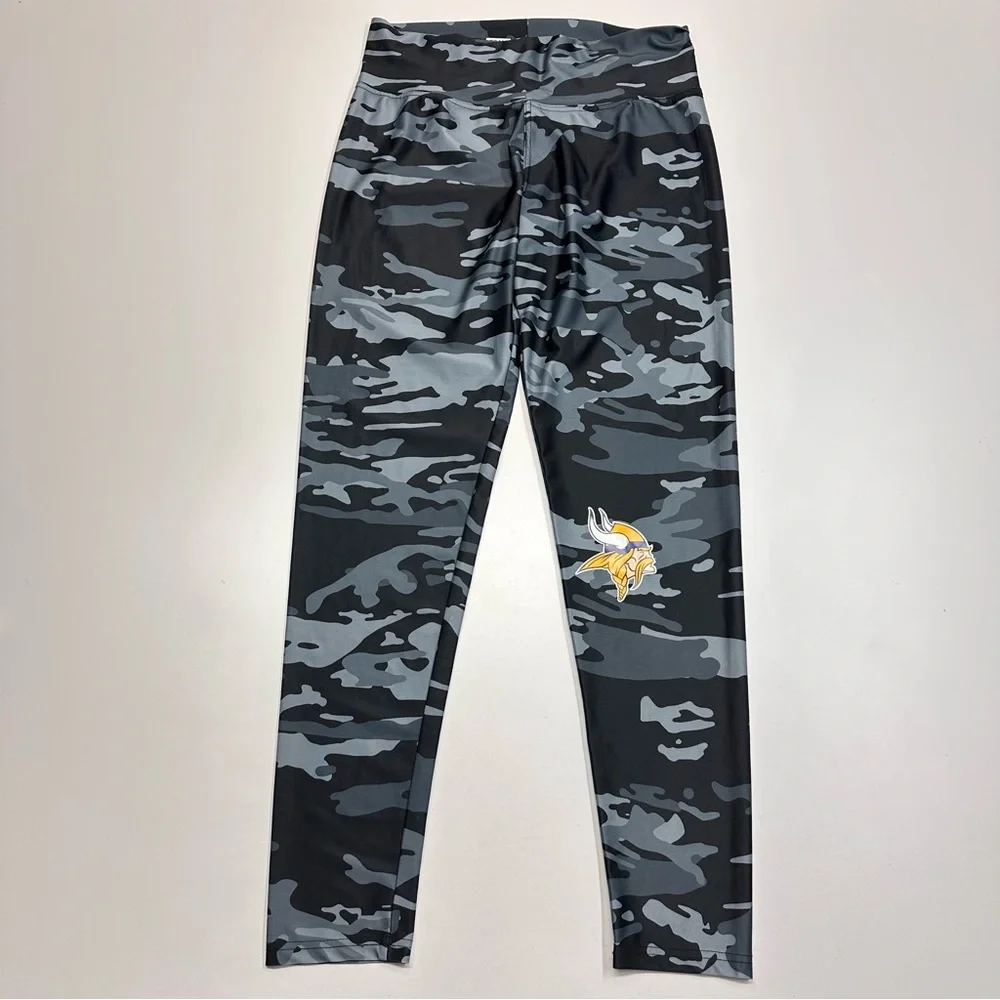 NFL Team Apparel Minnesota Vikings Black Gray Camo Athletic Leggings Size XXL